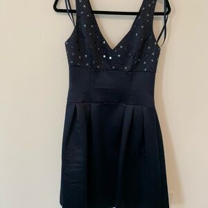 Talbots Navy jeweled bodice fit and flare dress size 6 nwot.